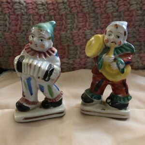 Hand-Painted Porcelain Clown Figurines - Multi-Color